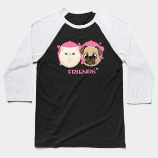 Friends Cat and Dog Baseball T-Shirt